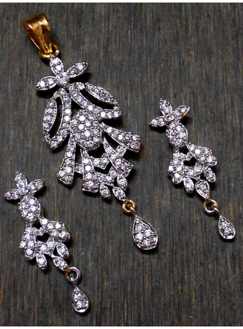 CZ Pendant With Earrings